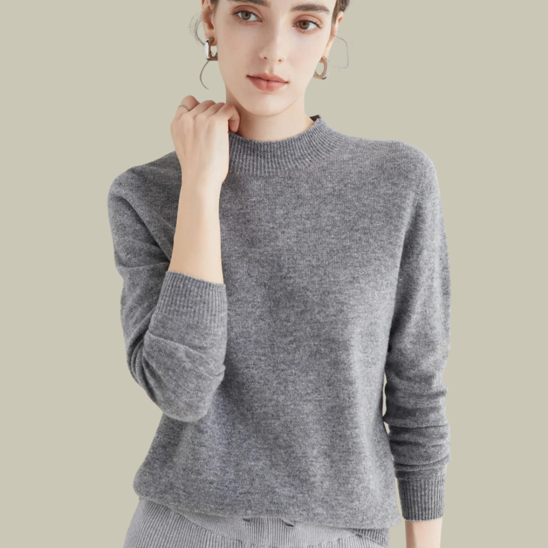 Women's Merino Wool Roll-Neck Jumper in Grey