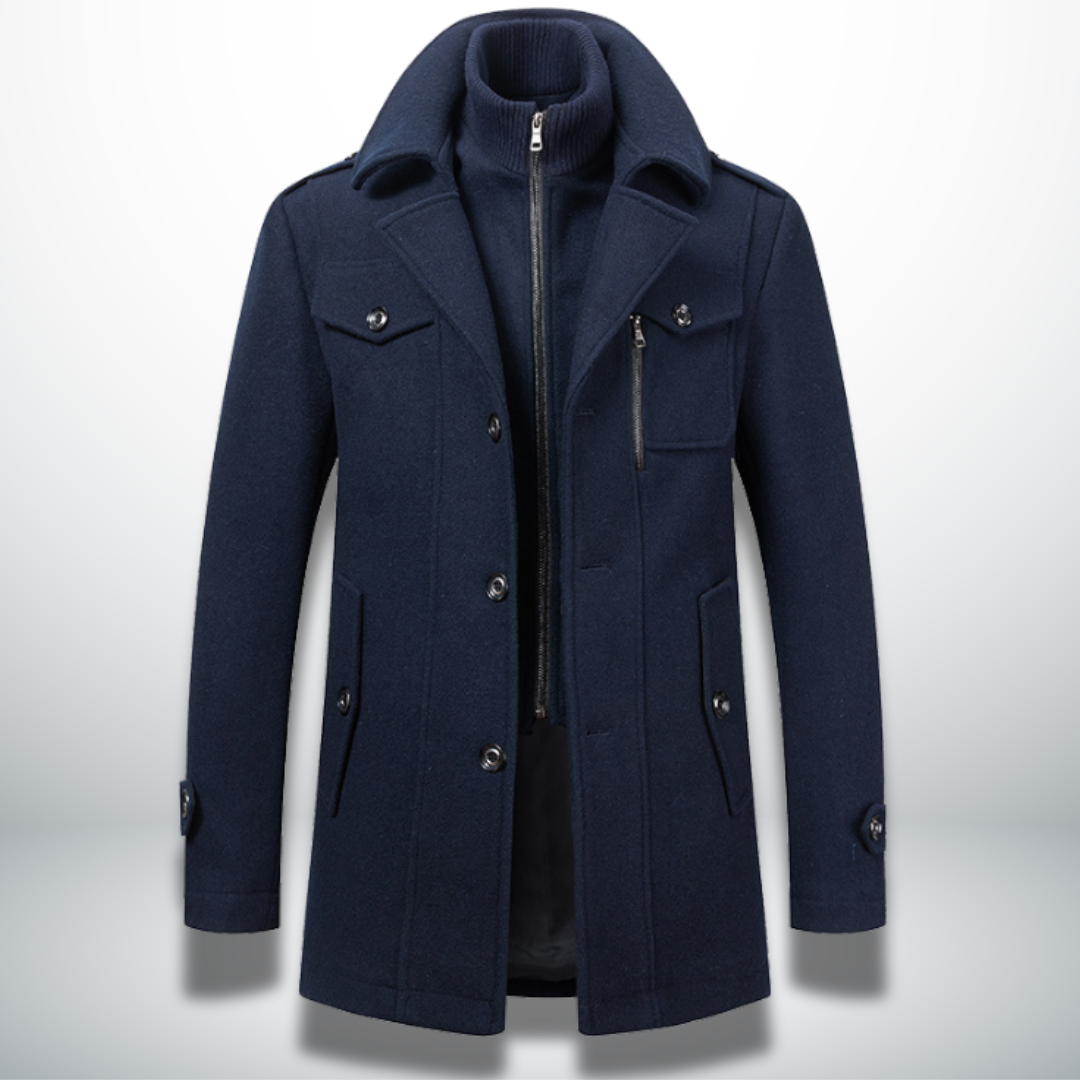 Men's Smart-Casual Button Coat in Navy