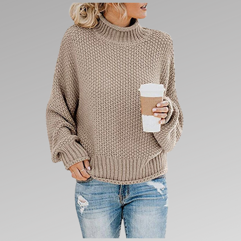 Women's Loose Winter Knit Jumper in Beige