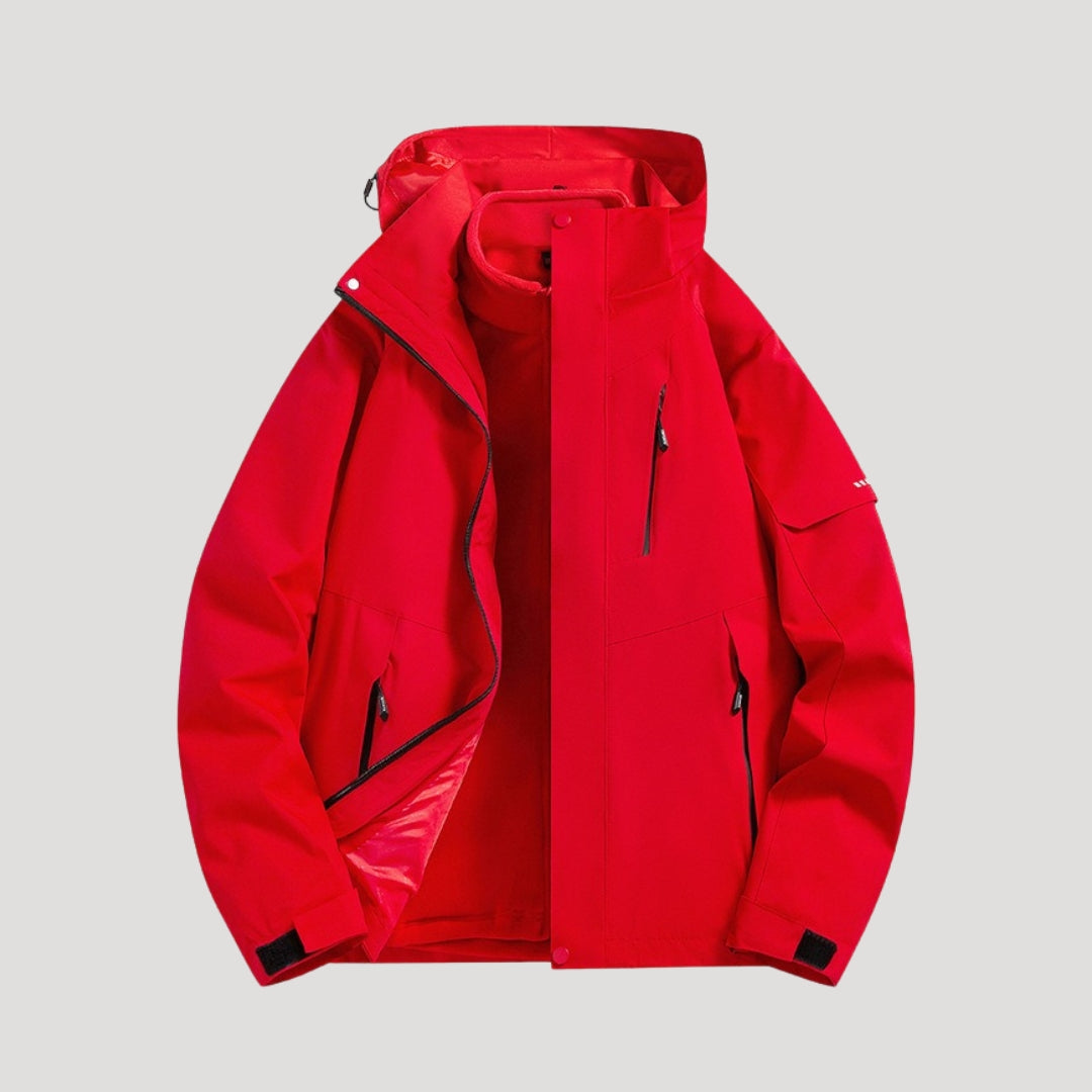 Women's Waterproof Outdoor Windbreaker Jacket in Red