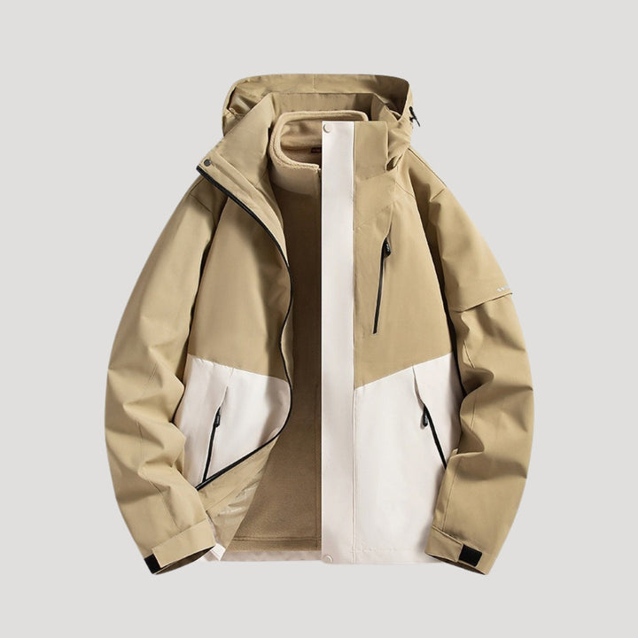 Women's Waterproof Outdoor Windbreaker Jacket in Beige