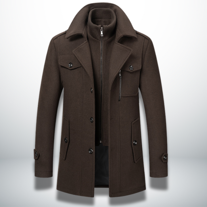 Men's Smart-Casual Button Coat in Brown