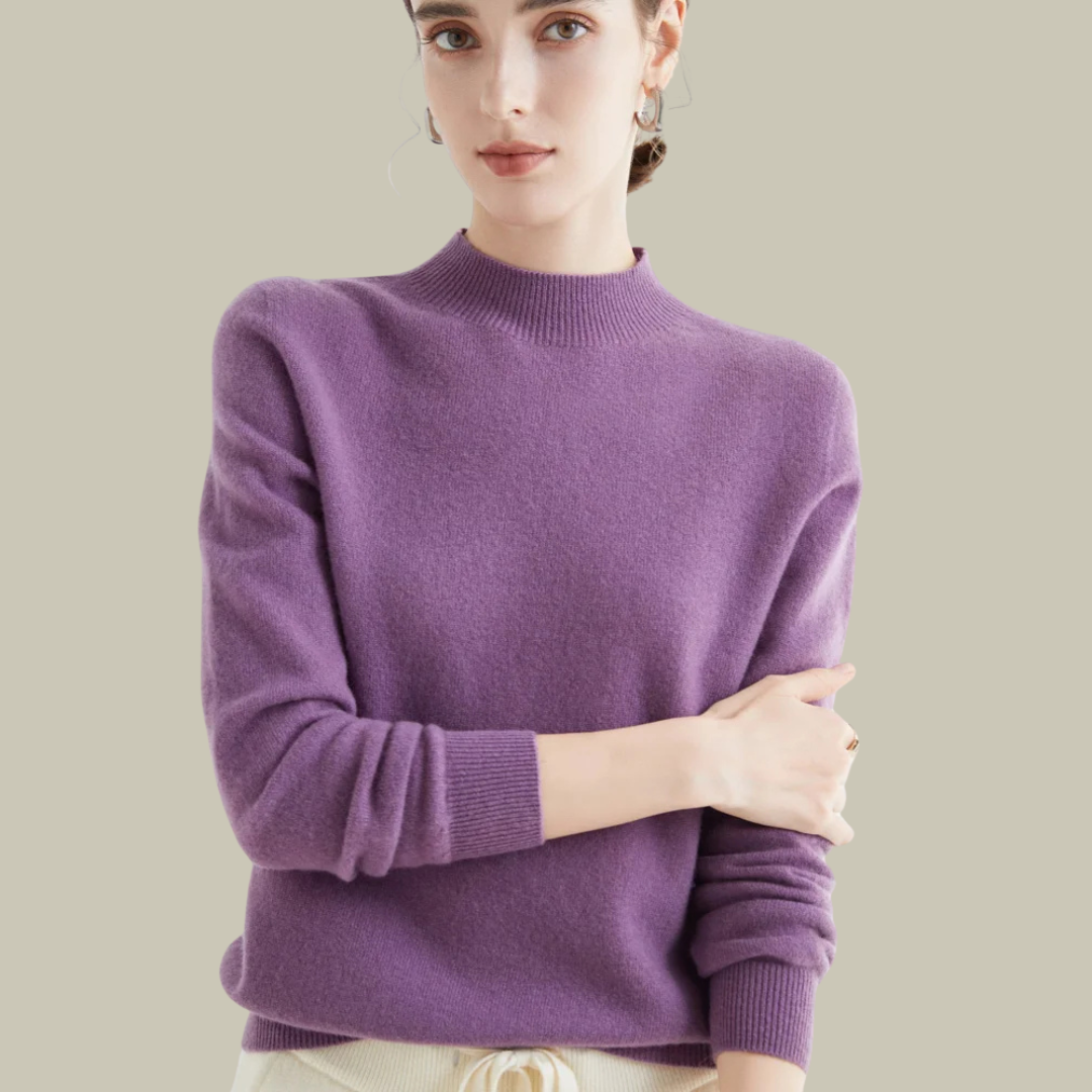 Women's Merino Wool Roll-Neck Jumper in Purple