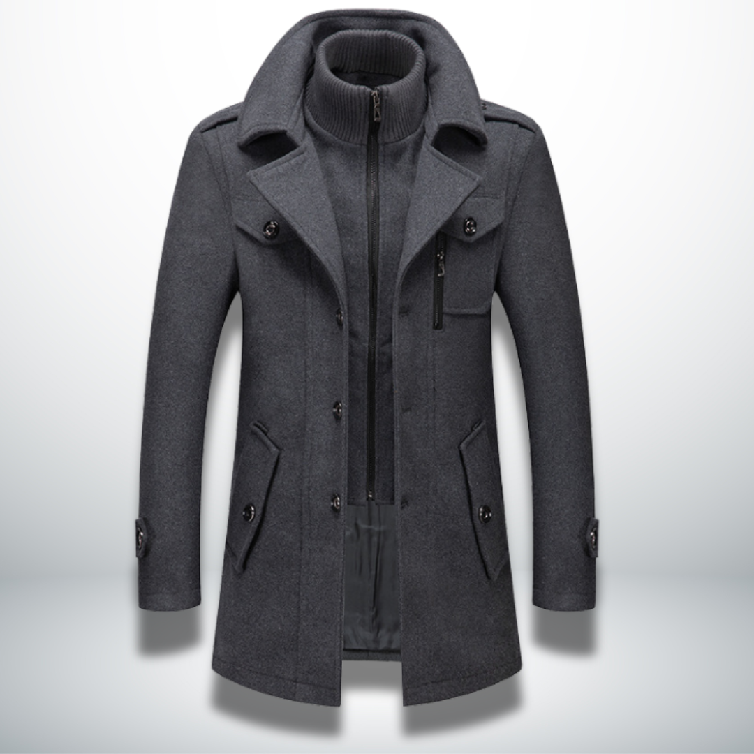 Men's Smart-Casual Button Coat in Grey