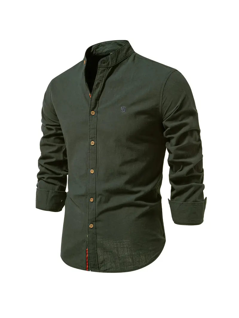 Men's Casual Button Shirt in Army Green
