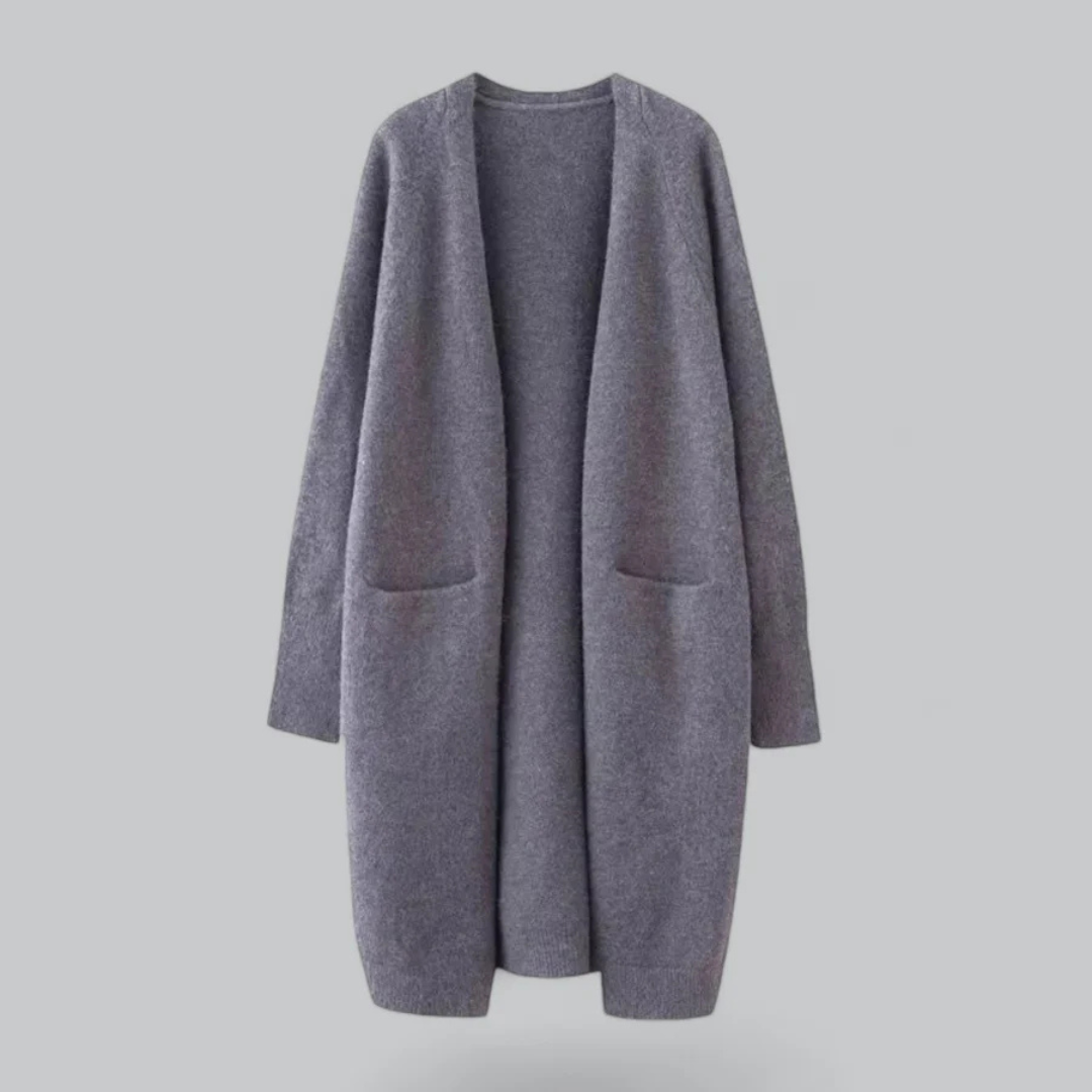 Women's Warm Open-Front Cardigan in Charcoal