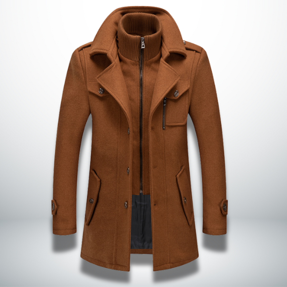 Men's Smart-Casual Button Coat in Camel