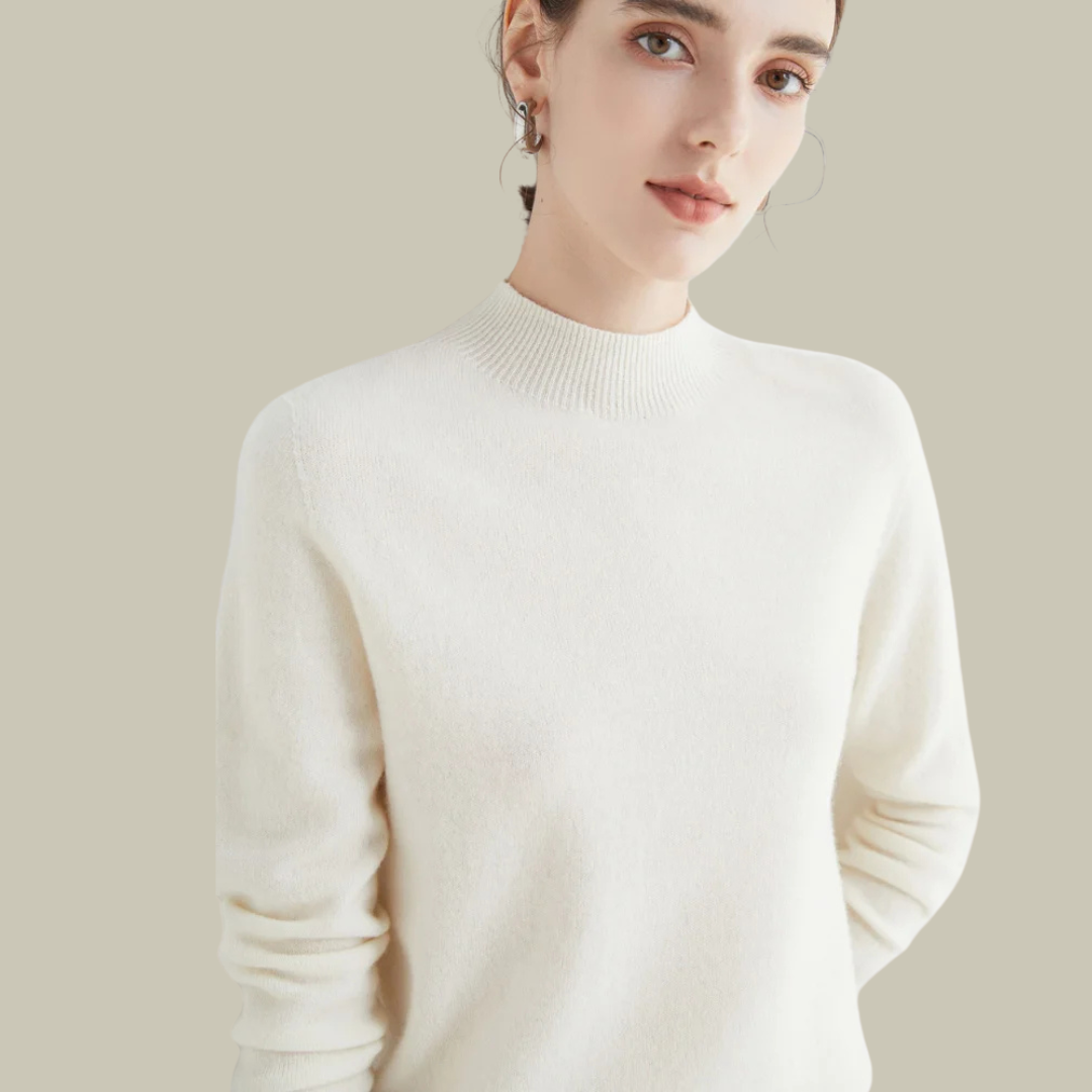 Women's Merino Wool Roll-Neck Jumper in White