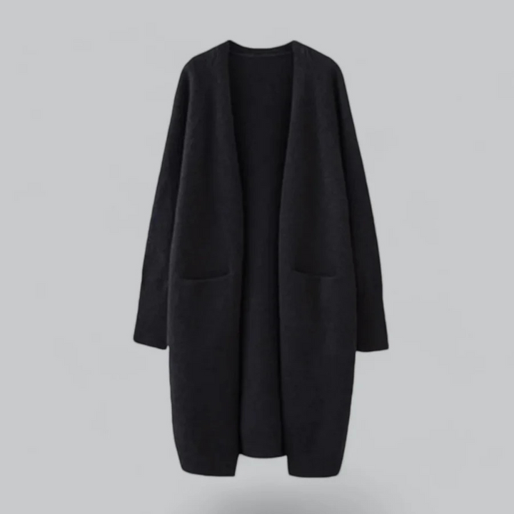 Women's Warm Open-Front Cardigan in Black