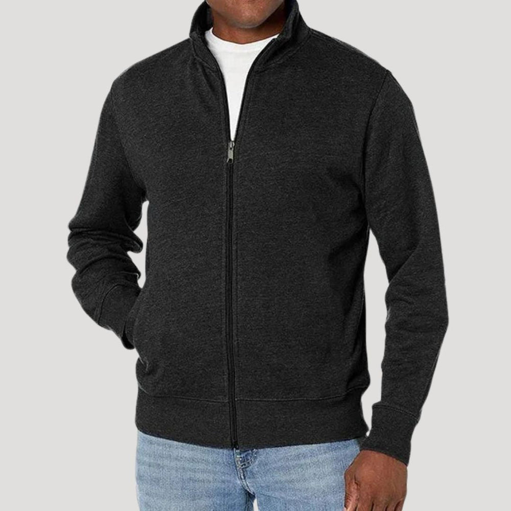 Men's spring casual zip jacket in Black