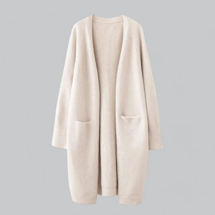 Women's Warm Open-Front Cardigan in Khaki