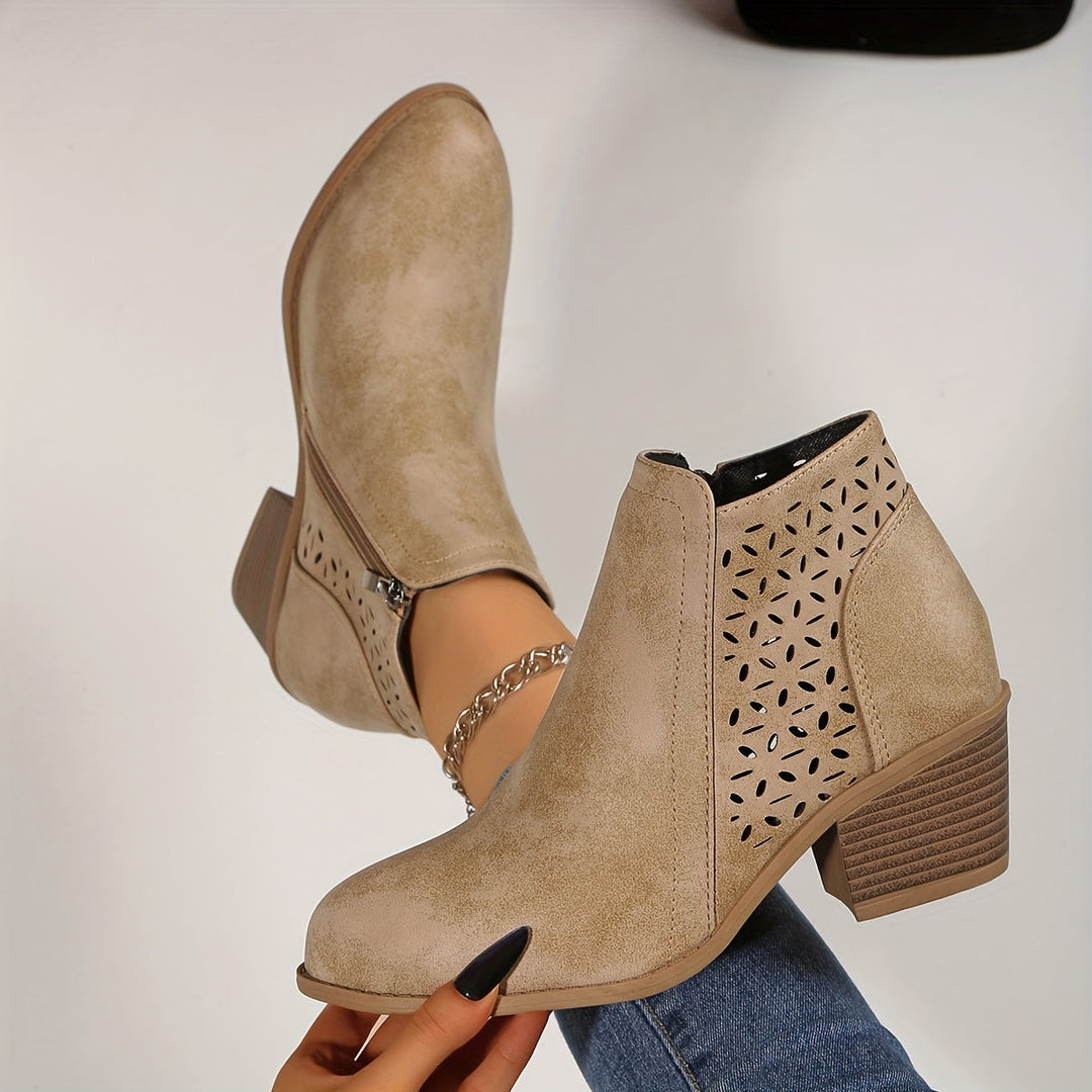 Women's Side-Zip Ankle Boots in Beige
