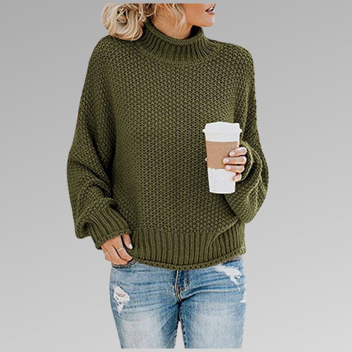 Women's Loose Winter Knit Jumper in Green