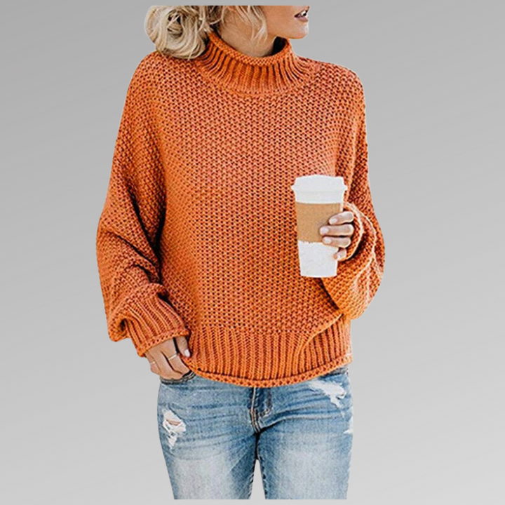 Women's Loose Winter Knit Jumper in Orange