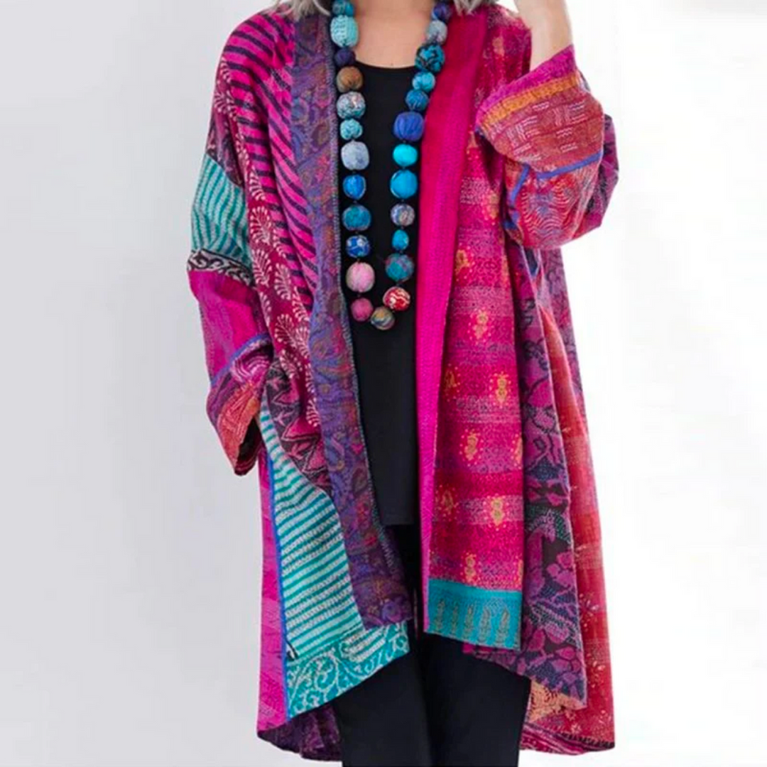 Women's Long Boho Duster Cardigan in Pink