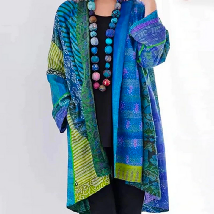 Women's Long Boho Duster Cardigan in Blue