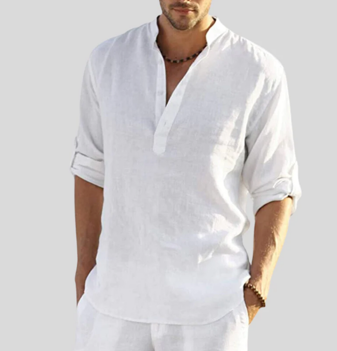 Men's Long-Sleeve Button Shirt in White
