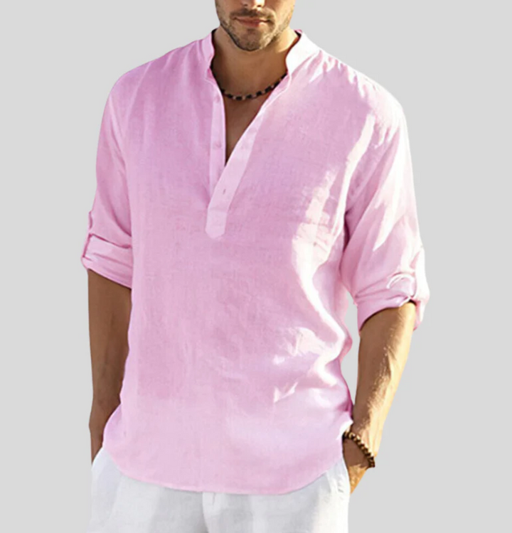 Men's Long-Sleeve Button Shirt in Pink