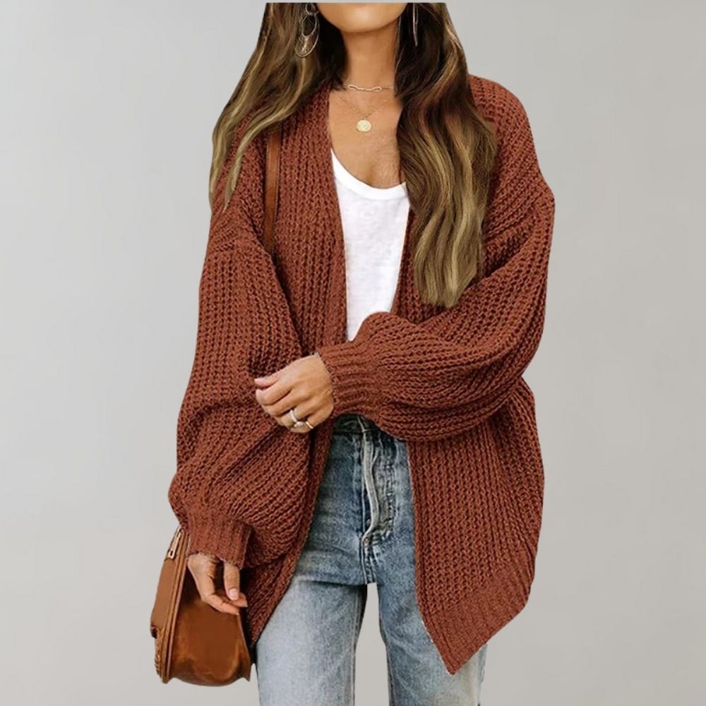 Women's Open-Front Cardigan in Coffee