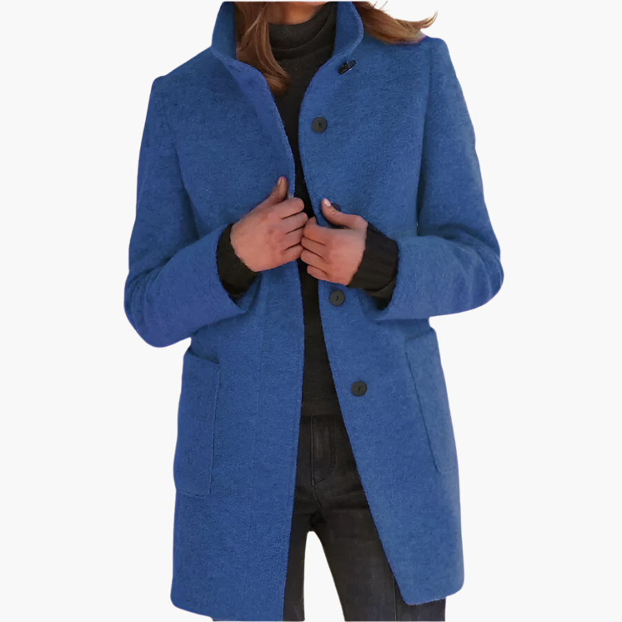 Women's Classic Long-Sleeve Winter Coat in Blue