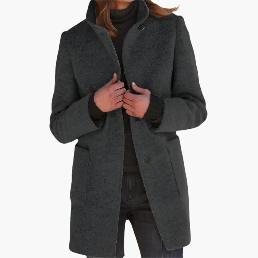 Women's Classic Long-Sleeve Winter Coat in Black