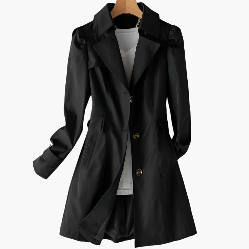 Women's Long Trench Coat in Black