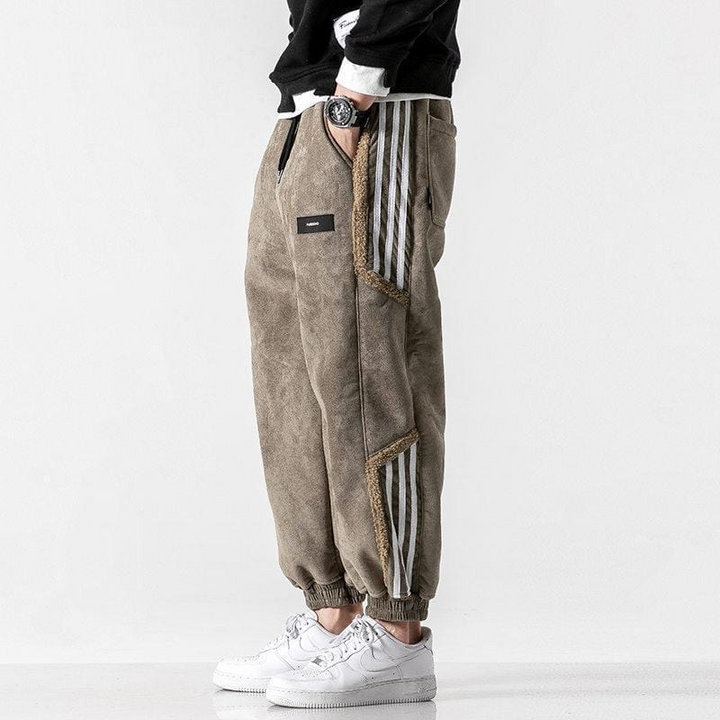 Men's Panelled Street Joggers in Brown