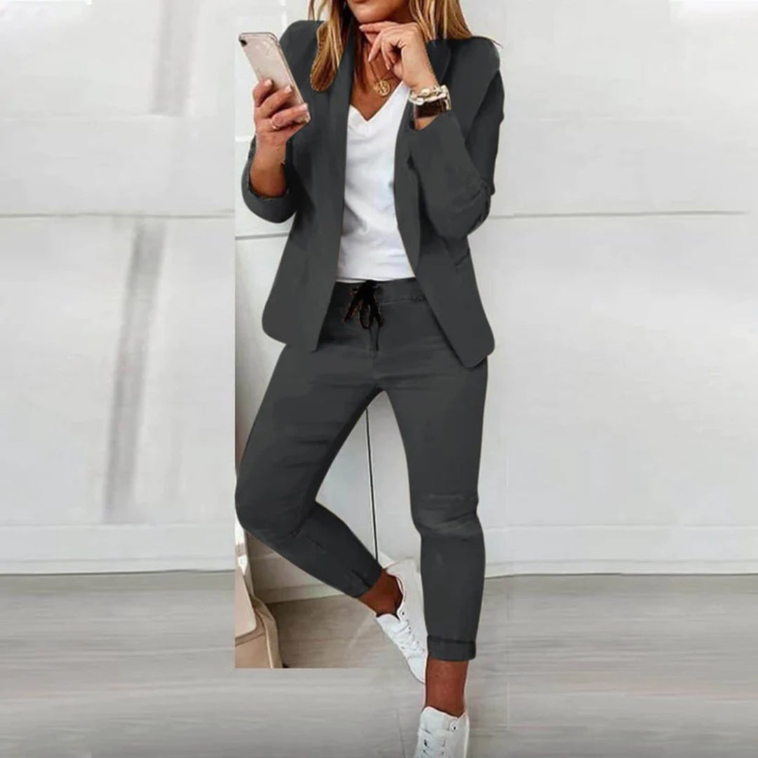 Women's Blazer & Jogger Set in Charcoal