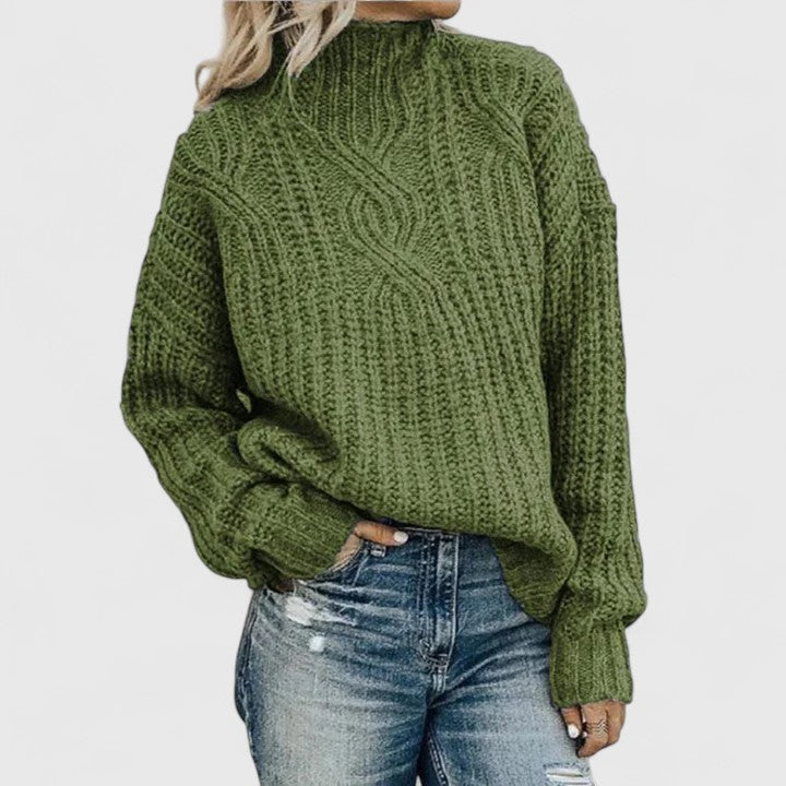 Women's Ribbed Long-Sleeve Jumper in Green