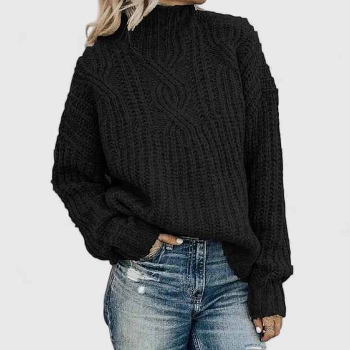 Women's Ribbed Long-Sleeve Jumper in Black