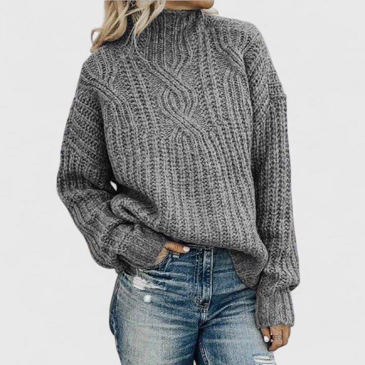 Women's Ribbed Long-Sleeve Jumper in Grey