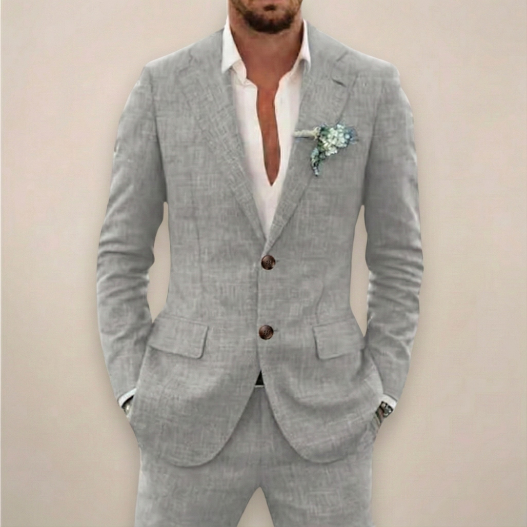 Men's Two-Piece Single-Breasted Suit in Light Grey
