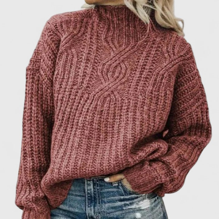 Women's Ribbed Long-Sleeve Jumper in Pink