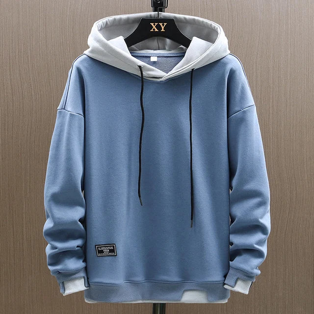Men's two-tone pullover hoodie in Blue