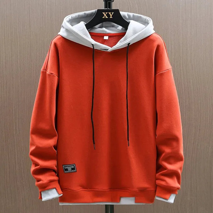 Men's two-tone pullover hoodie in Orange