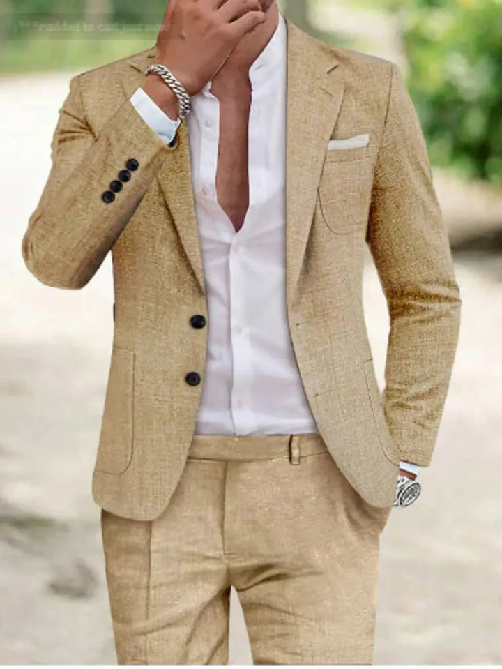 Men's two-button wedding suit in Beige