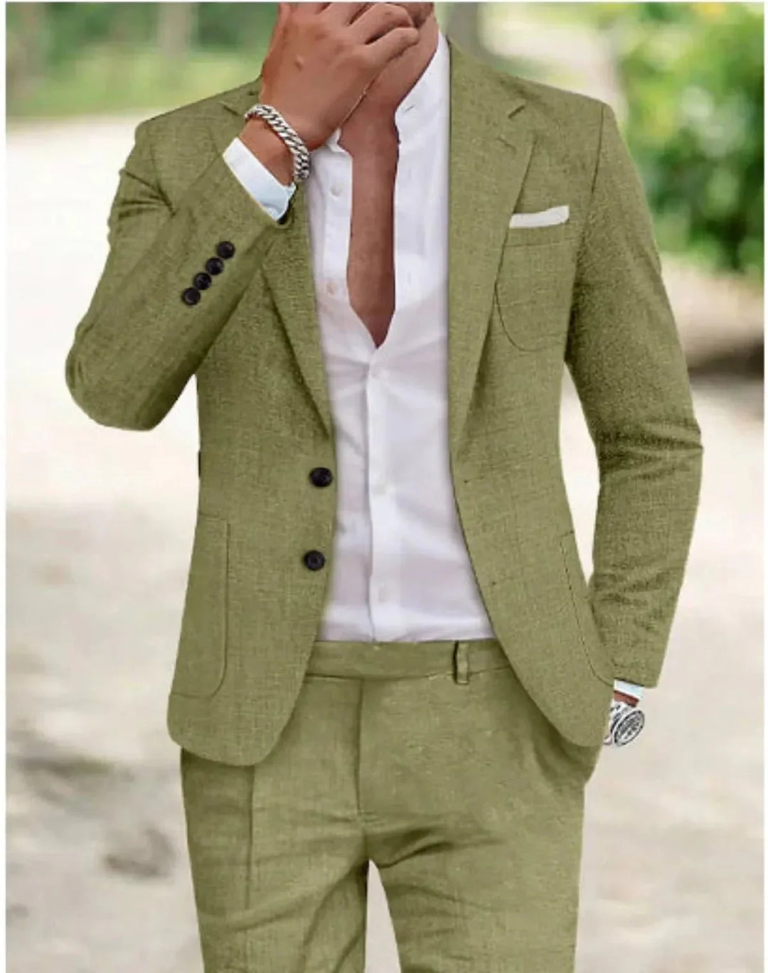 Men's two-button wedding suit in Green