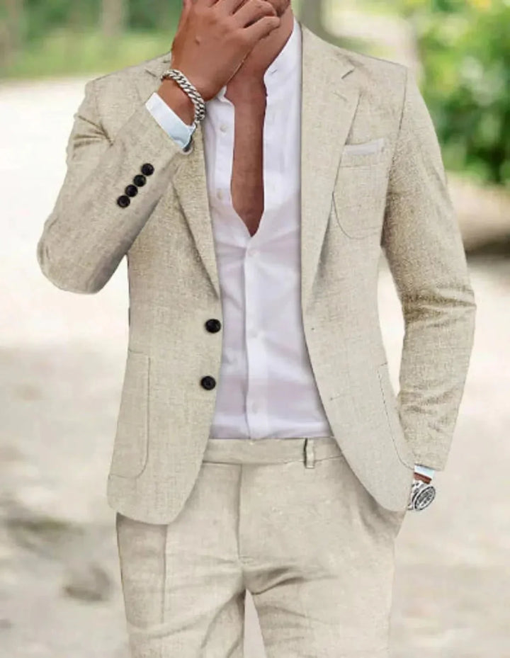 Men's two-button wedding suit in White