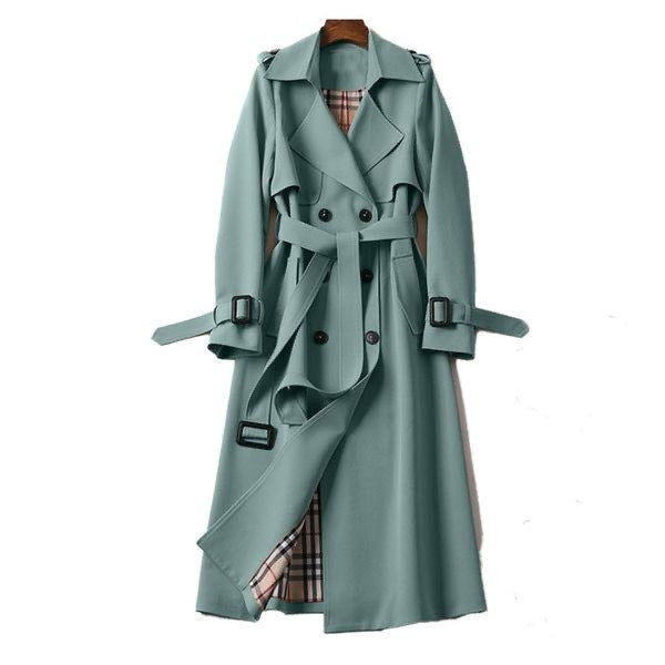 Women's Belted Winter Trench Coat in Green
