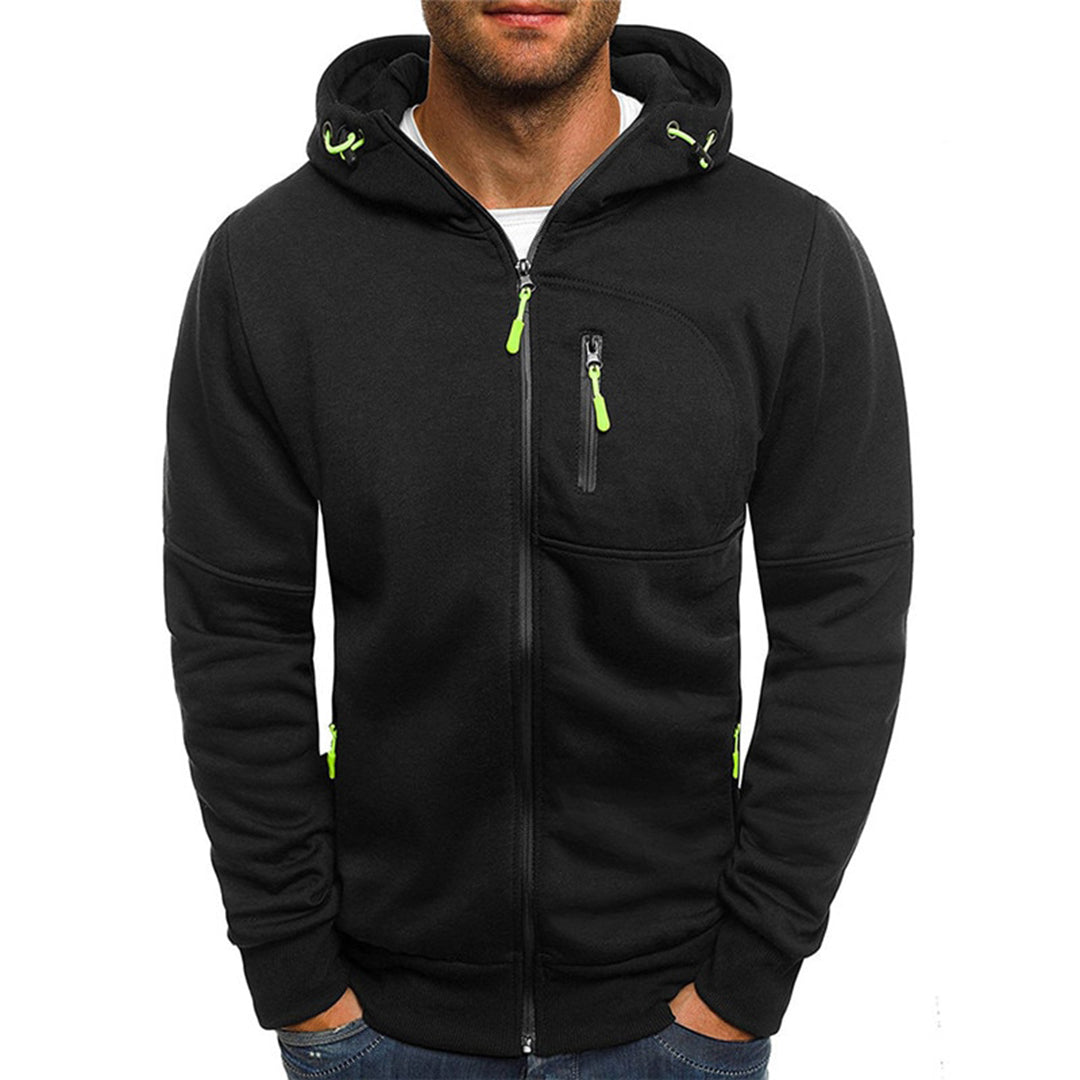 Men's casual zip-up hoodie in black