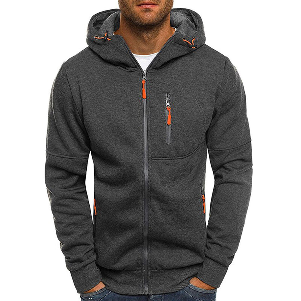 Men's casual zip-up hoodie in charcoal