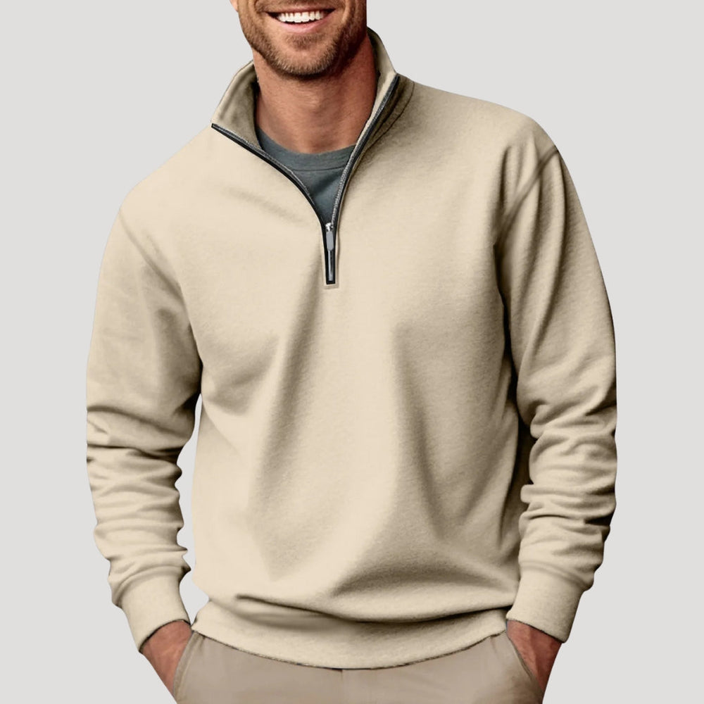 Men's Quarter-Zip Pullover in Beige