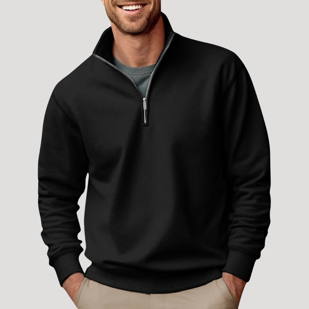 Men's Quarter-Zip Pullover in Black