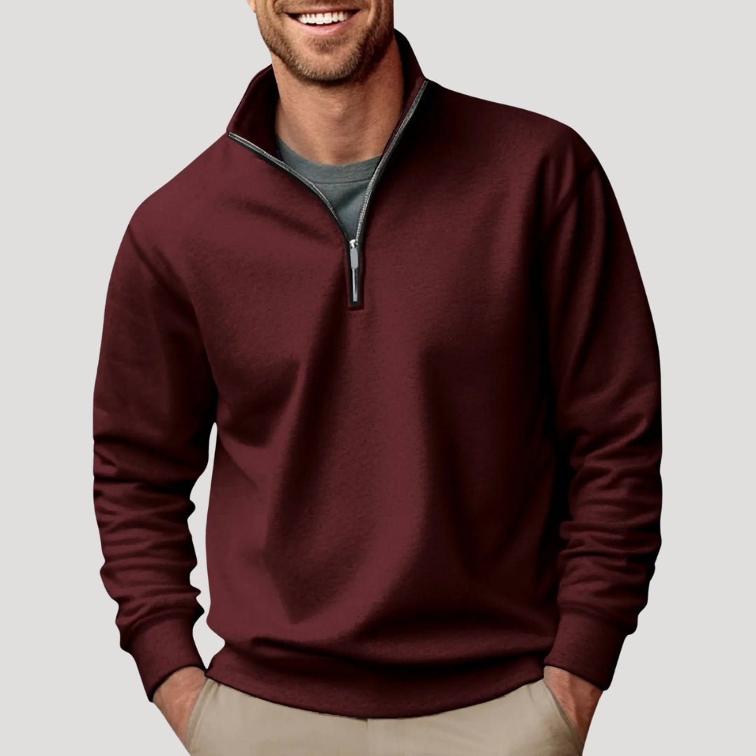 Men's Quarter-Zip Pullover in Brown