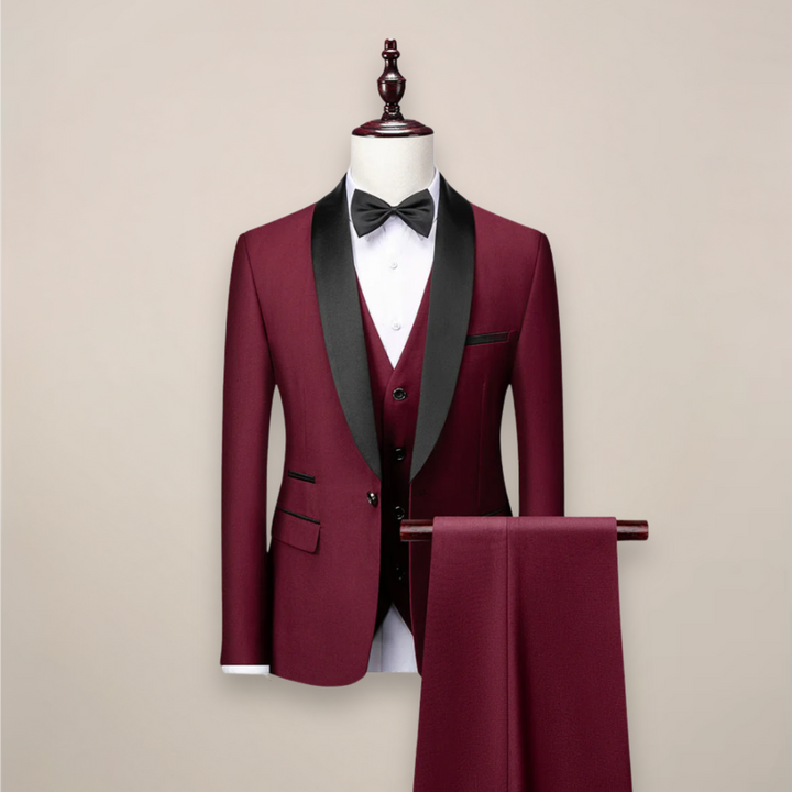Men's Classic Three-Piece Suit in Red