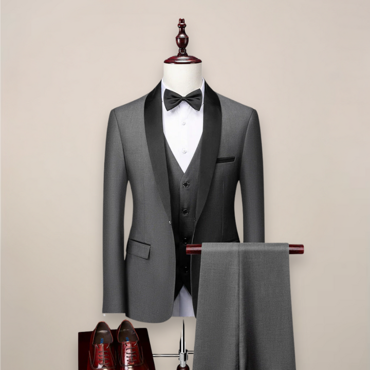 Men's Classic Three-Piece Suit in Grey