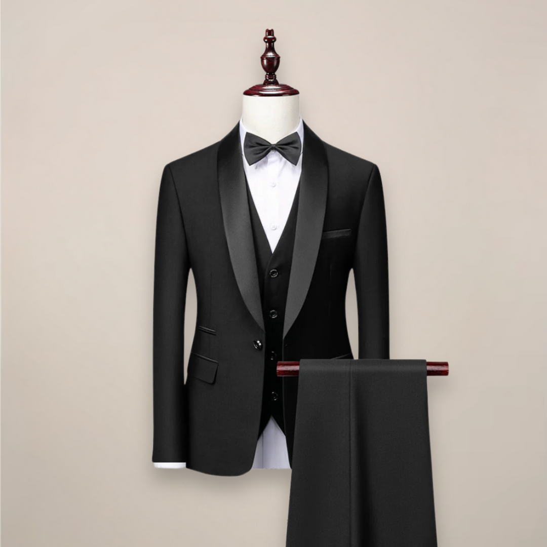 Men's Classic Three-Piece Suit in Black