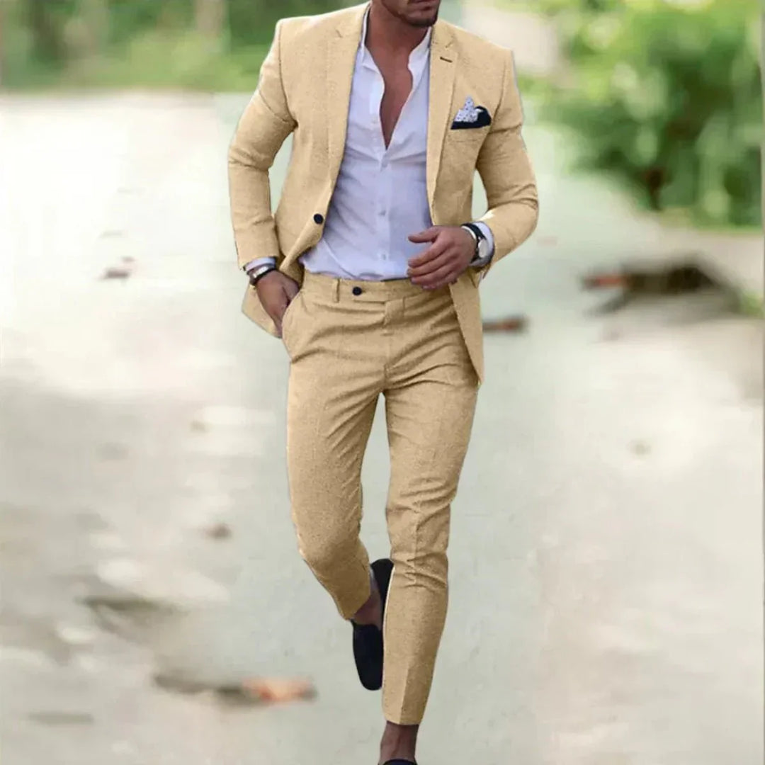 Men's Formal Wedding Suit Set in Beige
