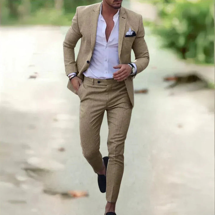 Men's Formal Wedding Suit Set in Khaki