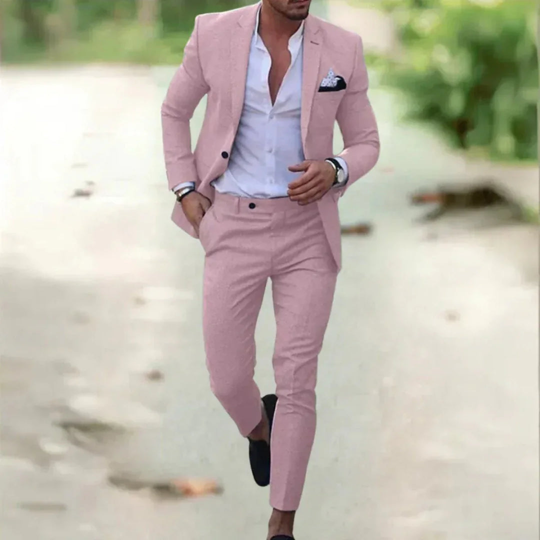 Men's Formal Wedding Suit Set in Pink